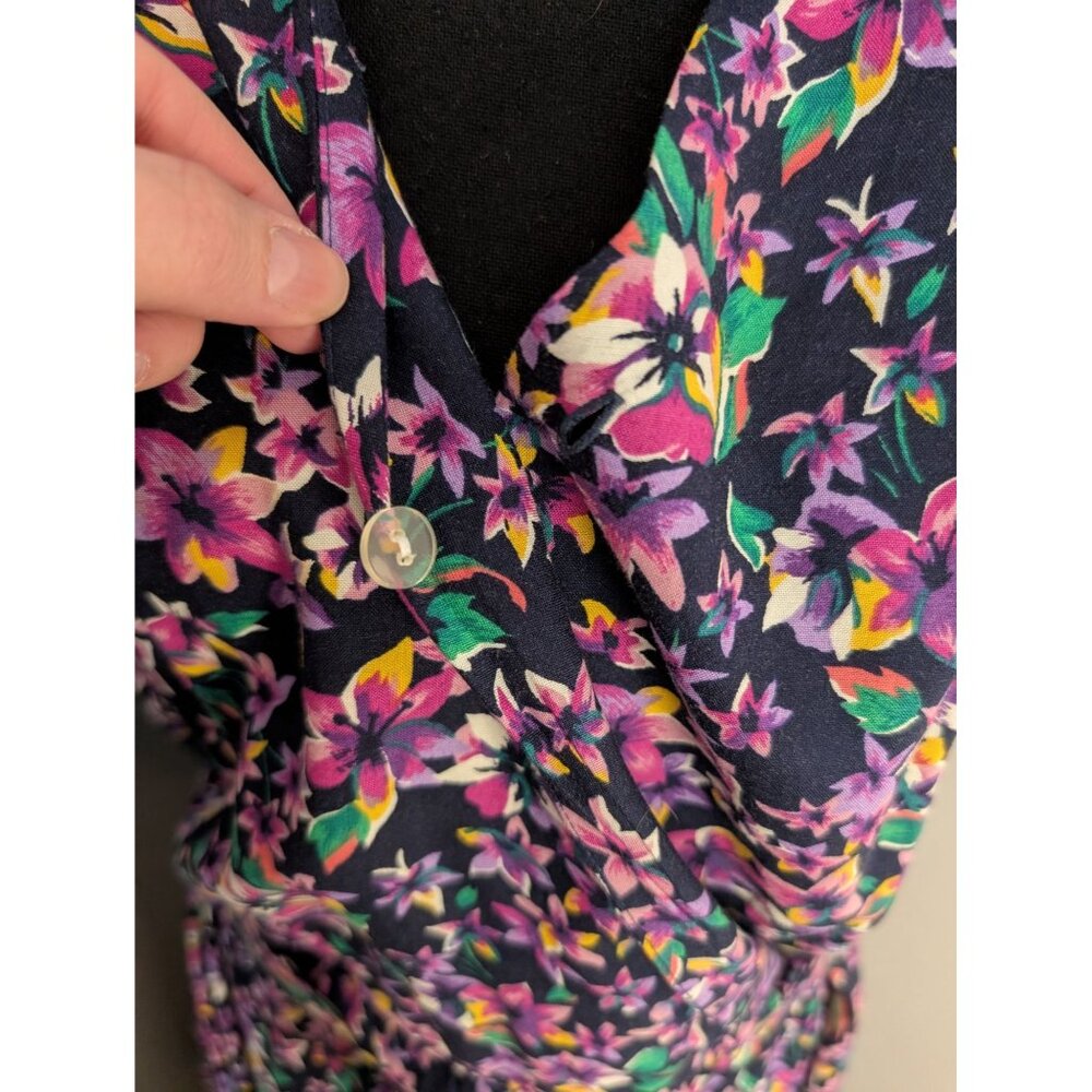 Vintage Melissa Harper Purple Multicolor Floral Halter Neck Wrap Dress - 14 - Picture 3 of 7